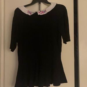 Embroidered collar black baby doll